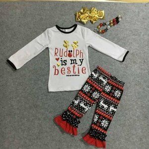 NEW Rudolph is My Bestie Christmas Boutique Outfit